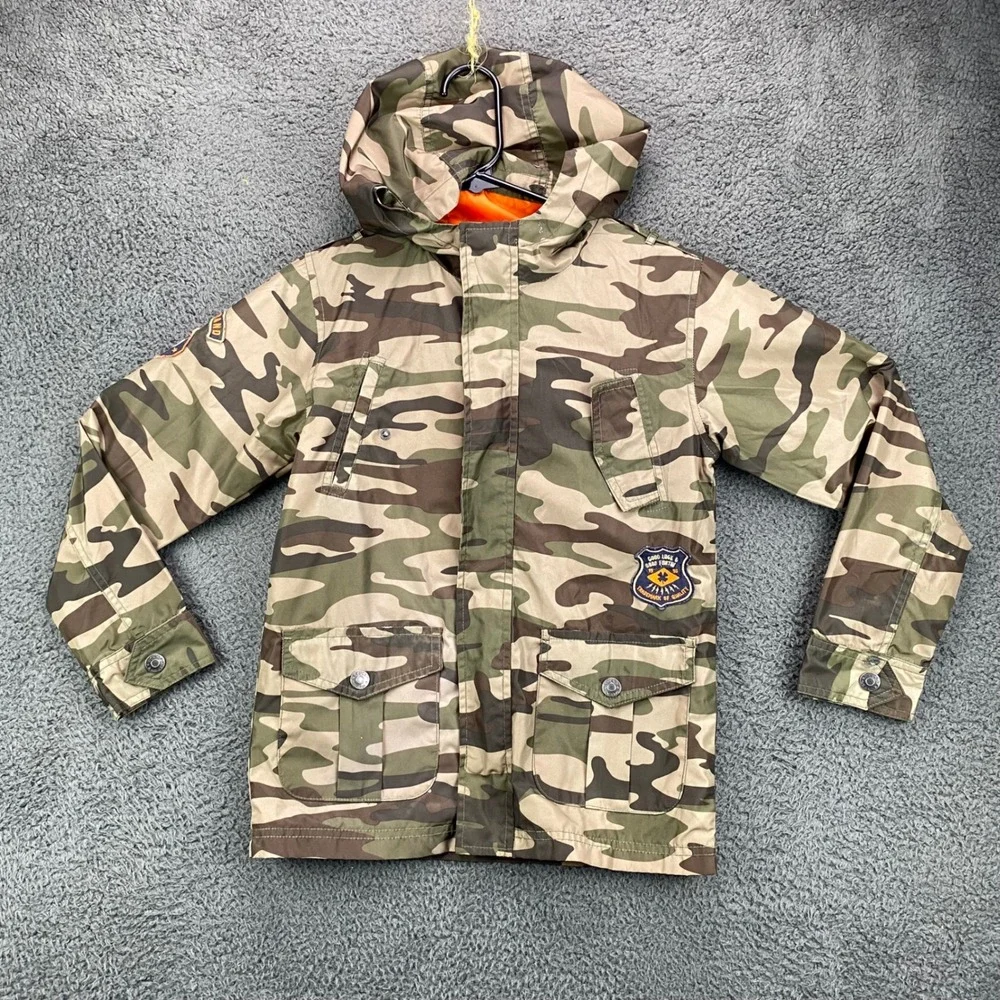 Lucky Brand Camouflage Hooded Jacket Kids Size S‎ Military Style Coat